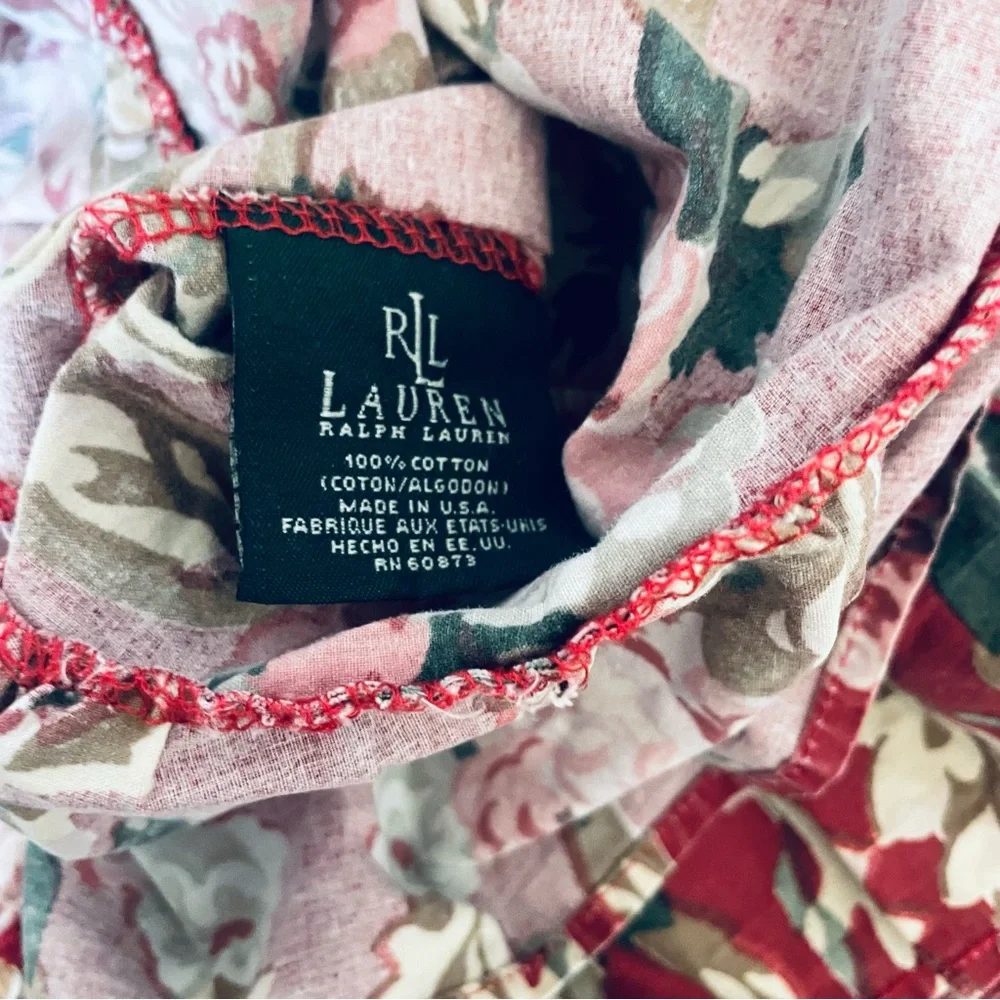 Ralph Lauren Vintage Marseilles 2 piece Red Ruffle Floral King Size Pillow cases